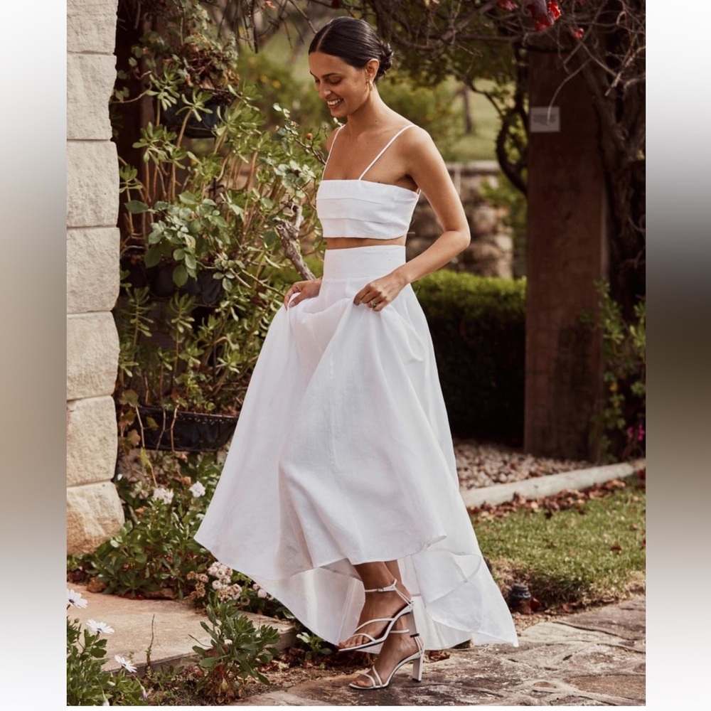 DISSH AISLE EDIT PLEATED LINEN MAXI SKIRT